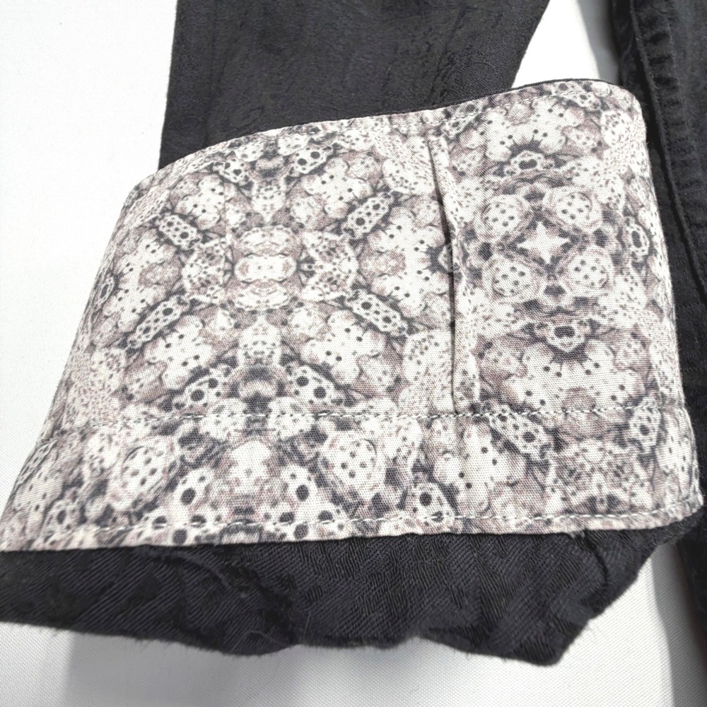 Robert Graham Button Up Shirt Mens L Black Paisley Flip Cuff - Picture 3 of 9